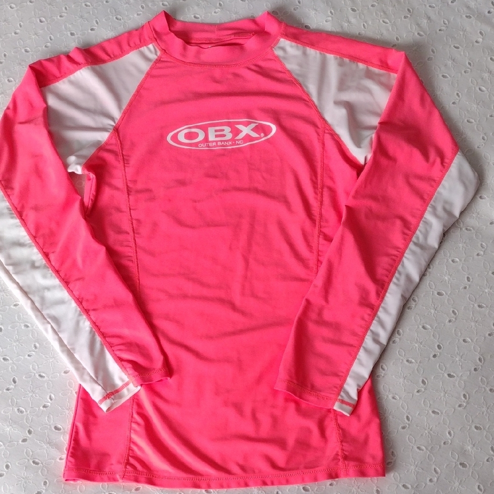 OBX Women's Swim Top Coral and White XL